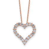14k Rose Gold 1 carat Lab Grown Diamond VS/SI+ G+ Complete 18 inch Heart Pendant Necklace